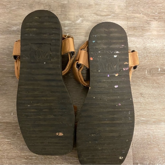 Zara | Womens Tan Strapped Bow Sandals Size 36 - Picture 4 of 11